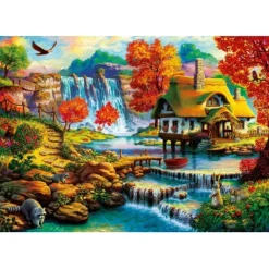 Puzzle Country House by the Water Fall