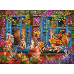 Puzzle Window Shelf Cats